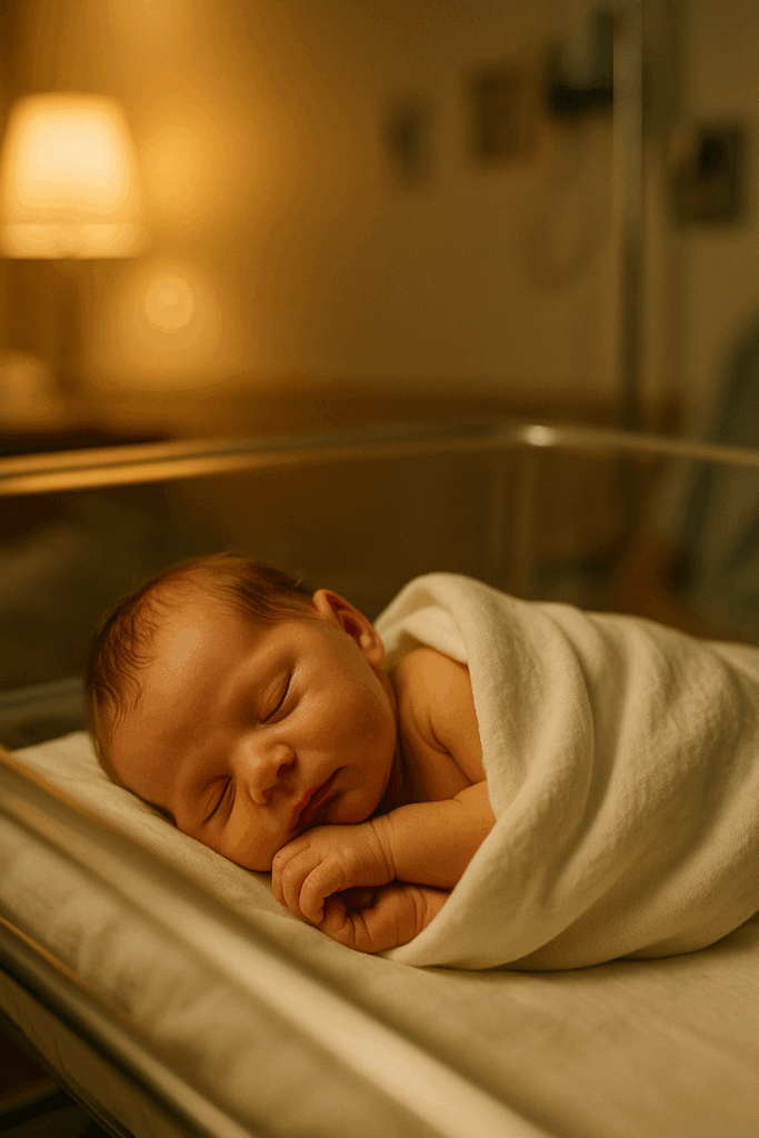 A new born baby is sleeping, wrapped up comfortably in blankets